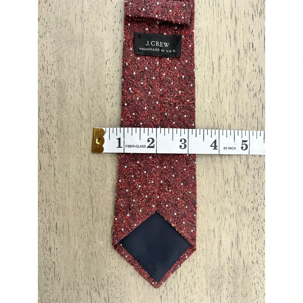 J.Crew Mens Burgundy Donegal Tweed Wool Silk Tie Handmade USA Skinny 2.5 Inch